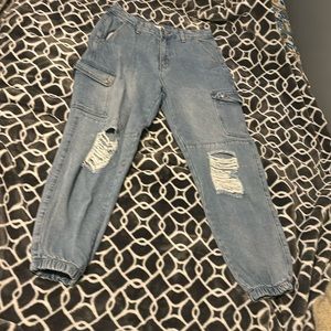 Light washed blue jeans